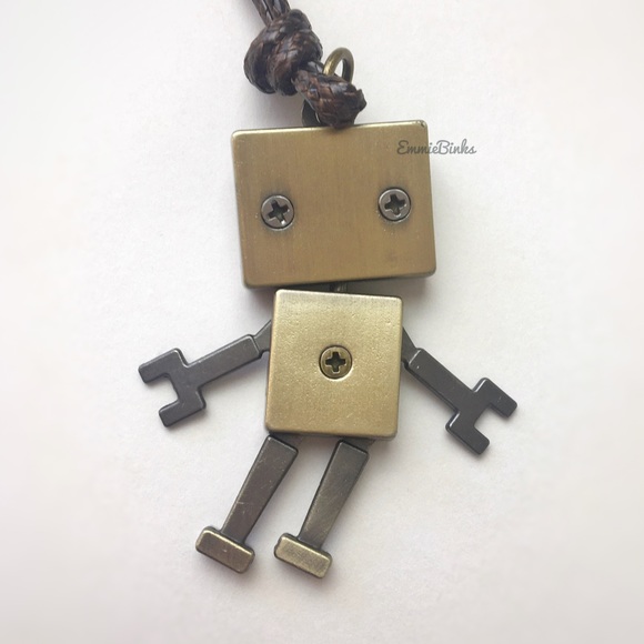 New Metal Robot 2 Sided Pendant Necklace | Unisex Rustic Robot Moving Limbs - Picture 10 of 16